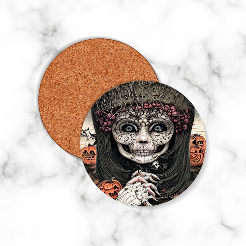 4 x Creepy Halloween Round Coasters - LB Prints