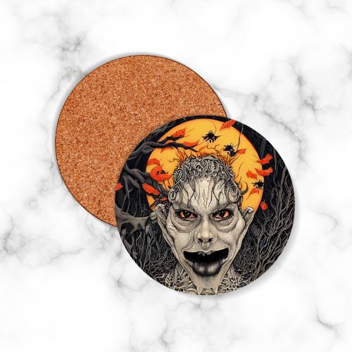 4 x Creepy Halloween Round Coasters - LB Prints