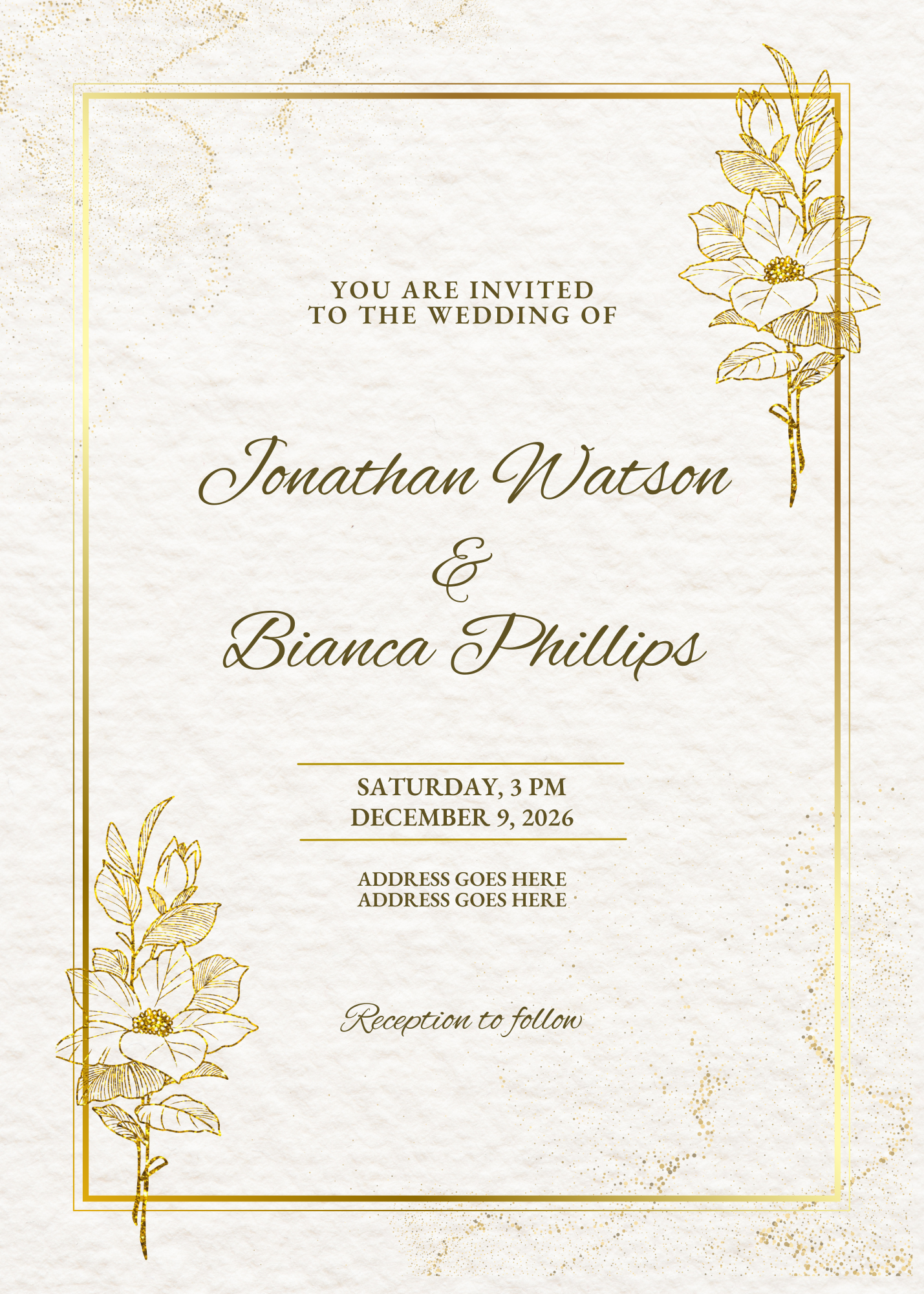 Personalised Gold Wedding Invitation A6 - LB Prints