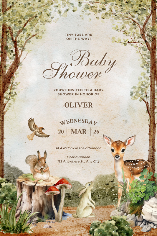 Personalised Cute Animal Baby Shower Invitation A6 - LB Prints