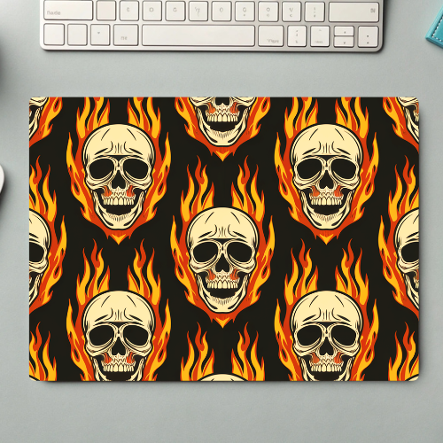 Rectangle Mouse Pad - Flaming Skull - LB Prints
