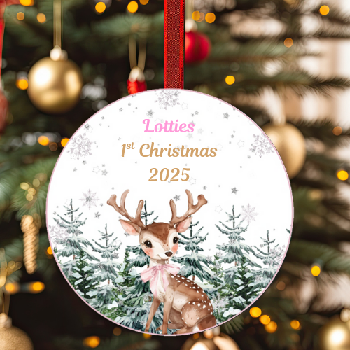 Personalised 1st Christmas Round Christmas Decoration - LB Prints