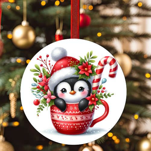 Round Penguin Cup Christmas Decoration - LB Prints