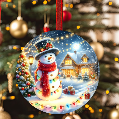 Round Snowman Christmas Decoration - LB Prints