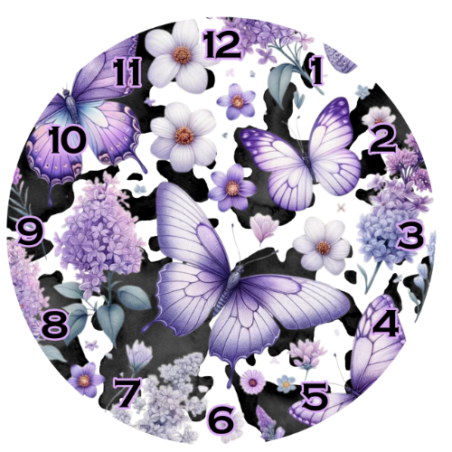 Butterfly Glass Clock 30cm - LB Prints