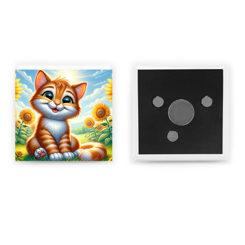 Cat Metal Square Fridge Magnet 5.4cm - LB Prints