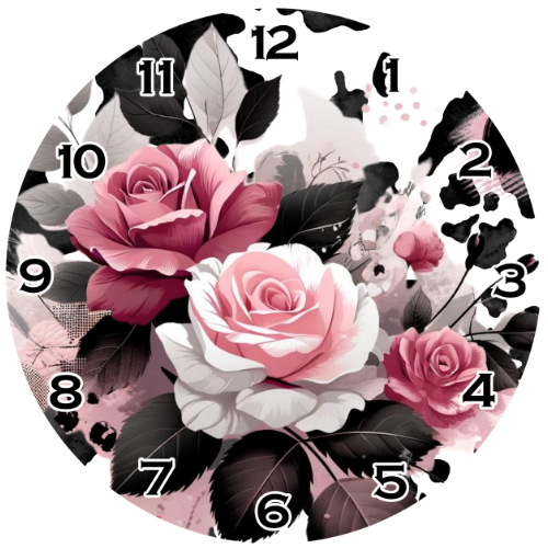 Floral Glass Clock 30cm - LB Prints