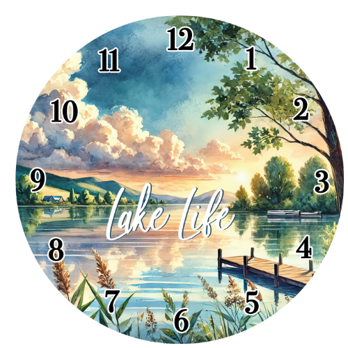 Lake Life Glass Clock 30cm - LB Prints