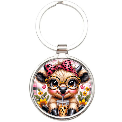 Metal Highland Cow Keyring - LB Prints