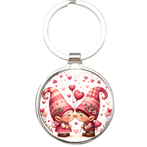 Metal Valentine Gnome Keyring - LB Prints