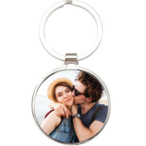 Personalised Circle Photo Metal Keyring - LB Prints