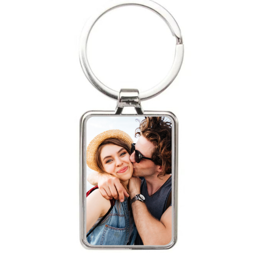 Personalised Rectangle Photo Metal Keyring - LB Prints