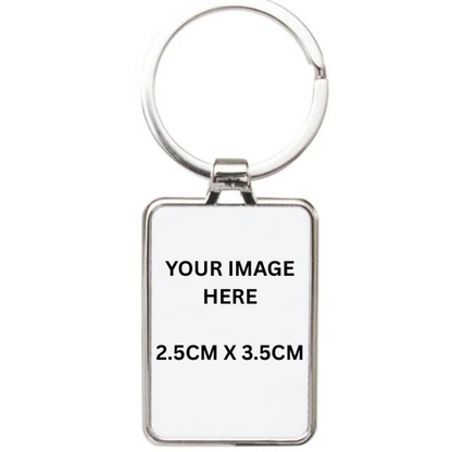 Personalised Rectangle Photo Metal Keyring - LB Prints