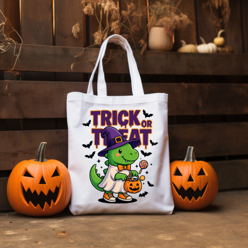 Small Tote Bag White - Dinosaur - LB Prints