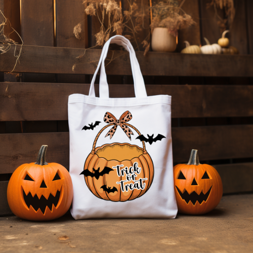 Small Tote Bag White - Pumpkin - LB Prints