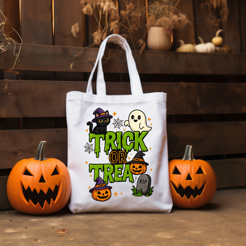 Small Tote Bag White - Trick or Treat - LB Prints