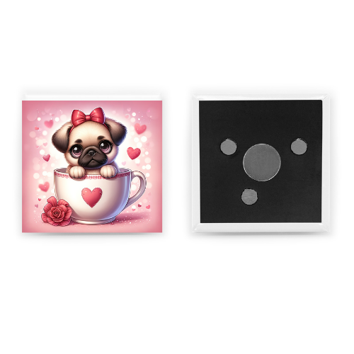 Valentine Dog Metal Square Fridge Magnet 5.4cm - LB Prints