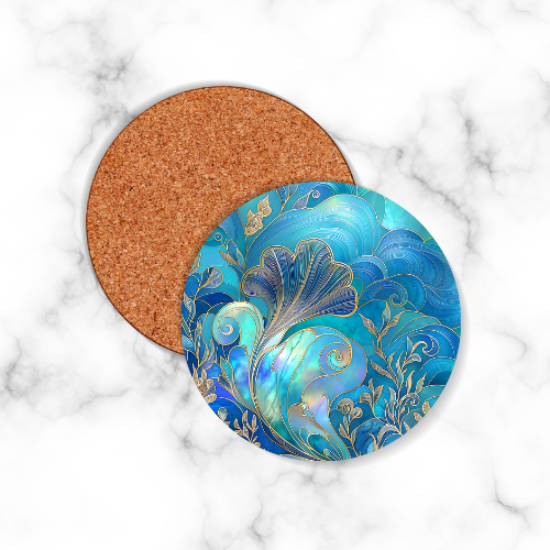 4 x Blue Ocean Round Coasters - LB Prints