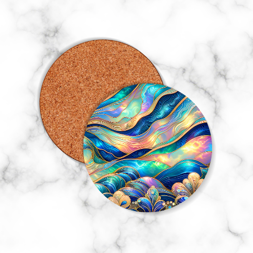 4 x Blue Ocean Round Coasters - LB Prints