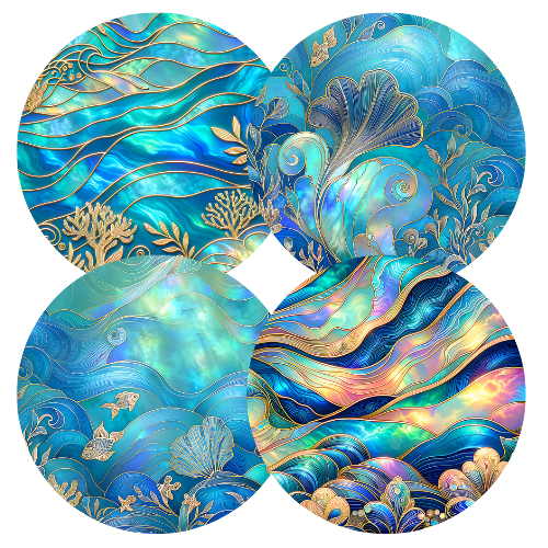 4 x Blue Ocean Round Coasters - LB Prints