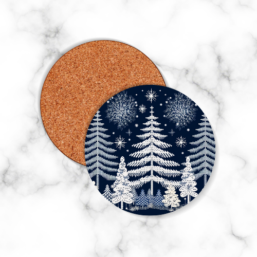 4 x Christmas Nordic Round Coasters - LB Prints