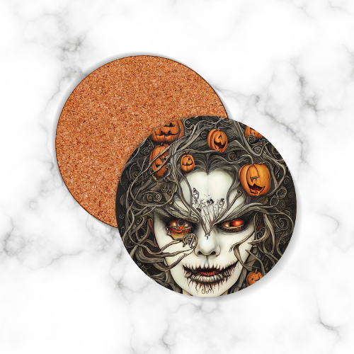 4 x Creepy Halloween Round Coasters - LB Prints