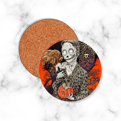 4 x Creepy Halloween Round Coasters - LB Prints