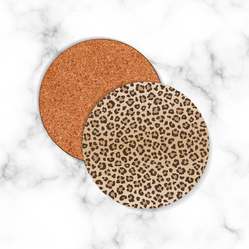 4 x Leopard Print Round Coasters - LB Prints