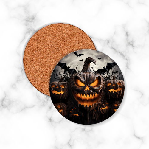 4 x Pumpkin Round Coasters - LB Prints