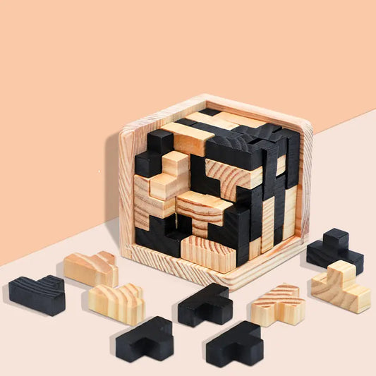 3D Wooden Cube Puzzle Toy - LB Prints