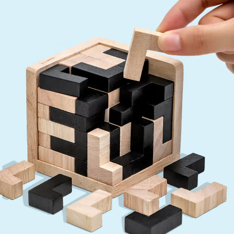 3D Wooden Cube Puzzle Toy - LB Prints