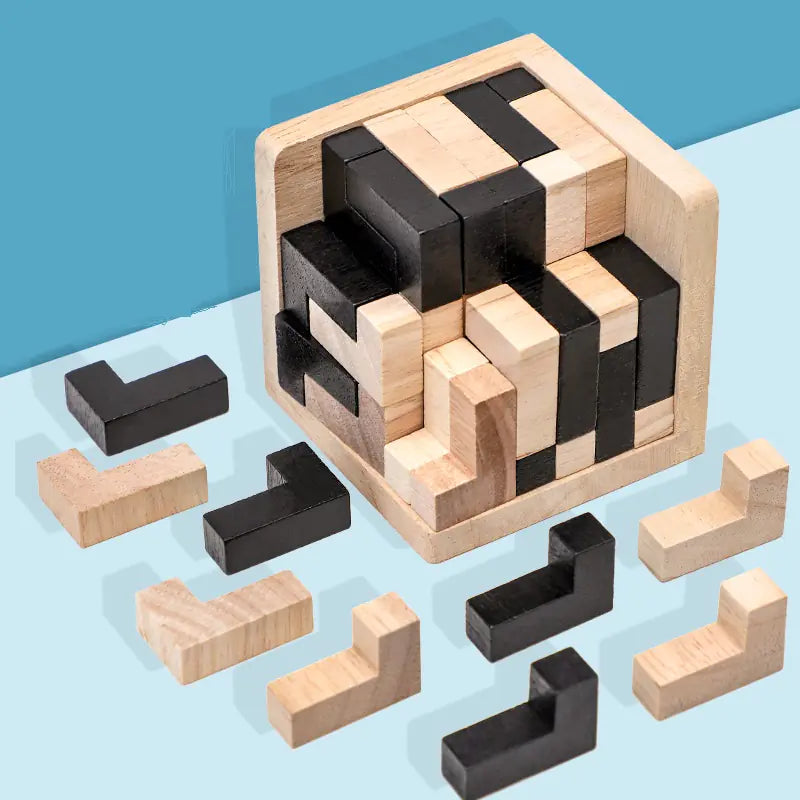 3D Wooden Cube Puzzle Toy - LB Prints