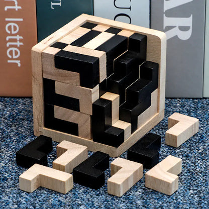 3D Wooden Cube Puzzle Toy - LB Prints