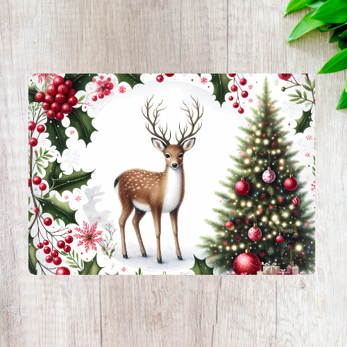 Glass Chopping Board - Christmas Deer - LB Prints
