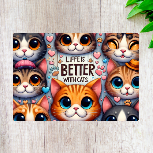 Glass Chopping Board - Liffe Is Better Witth Cats - LB Prints